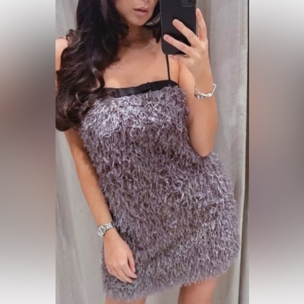 NWT Zara Faux Feather Mini Dress